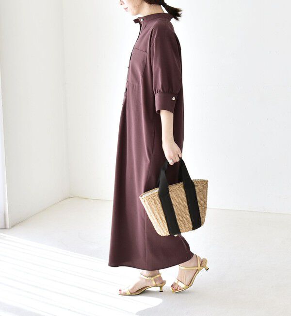 quaranciel「quaranciel:〈洗濯機可能〉CALCULO(R)使用 バンドカラー シャツ ワンピース」|ワンピース|