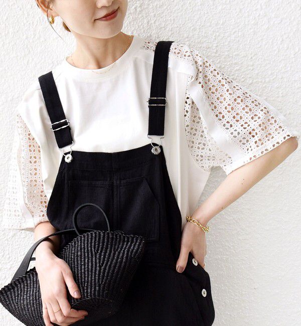 SHIPS for women「【WEB限定】〈手洗い可能〉レース コンビ ショート スリーブ カットソー」|Tシャツ・カットソー|