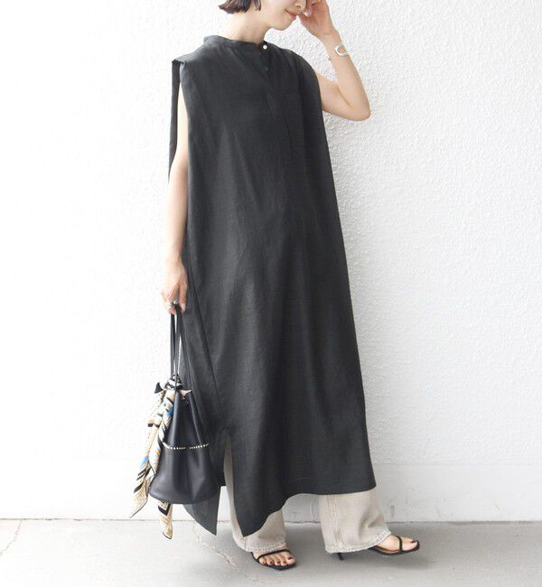 SHIPS for women「〈接触冷感/UVカット/吸水速乾/洗濯機可能〉SUUSUU タック スリーブ ワンピース」|ワンピース|