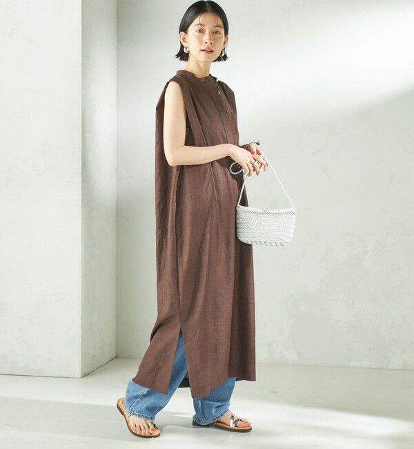 SHIPS for women「〈接触冷感/UVカット/吸水速乾/洗濯機可能〉SUUSUU タック スリーブ ワンピース」|ワンピース|