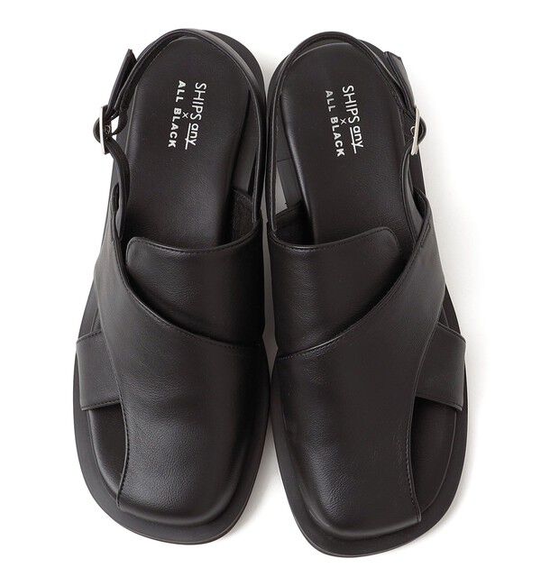 SHIPS any「【SHIPS any別注】ALL BLACK:  バック ストラップ サンダル」|サンダル|