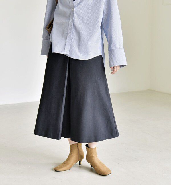 quaranciel「《予約》quaranciel:〈洗濯機可能〉Aライン ワイド ハーフ キュロット パンツ」|キュロット|ネイビー