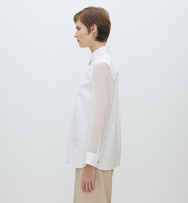 TOMORROWLAND collection「オーガンジーコンビ ビジューカラーシャツ」|シャツ・ブラウス|