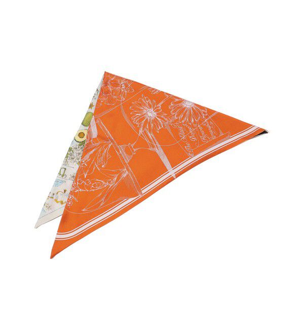 TOMORROWLAND GOODS「manipuri 三角スカーフミニ ガラスドームフラワー」|バンダナ・スカーフ|26 オレンジ系