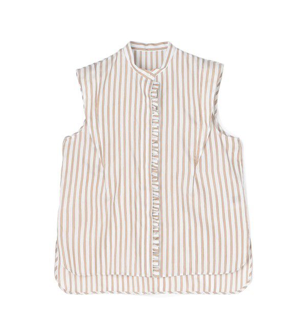 TOMORROWLAND collection「トラックストライプ フリルトリミングブラウス」|シャツ・ブラウス|42 ライトベージュ系