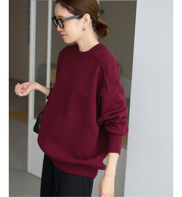 SLOBE IENA「《WEB限定/追加予約》オーバーサイズ スウェットライクニット」|ニット・セーター|ボルドー