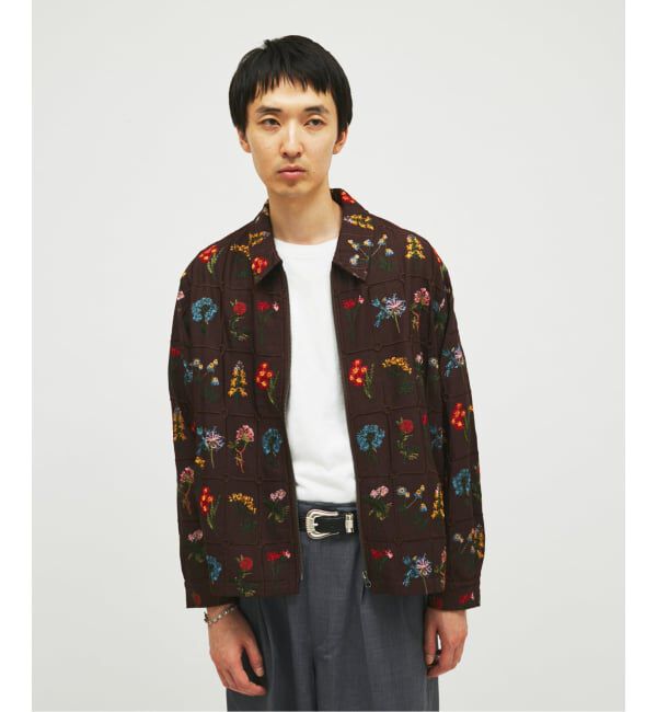 JOURNAL STANDARD「フラワー エンブロイダリー ジップ シャツ」|シャツ・ブラウス|