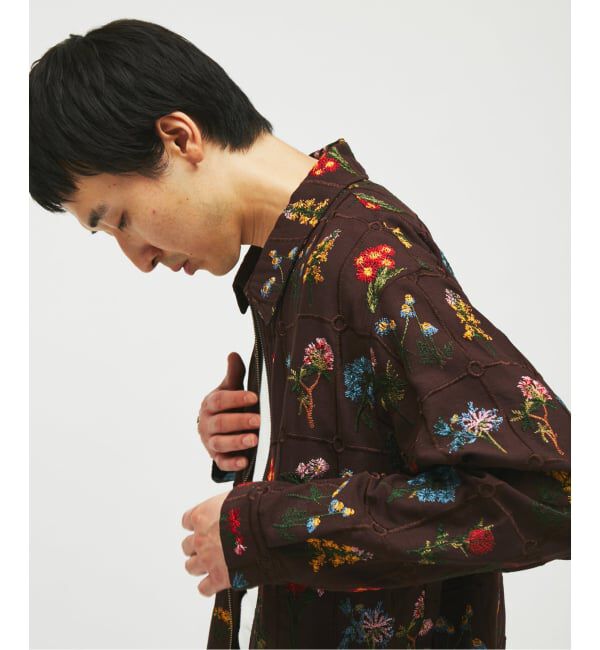 JOURNAL STANDARD「フラワー エンブロイダリー ジップ シャツ」|シャツ・ブラウス|
