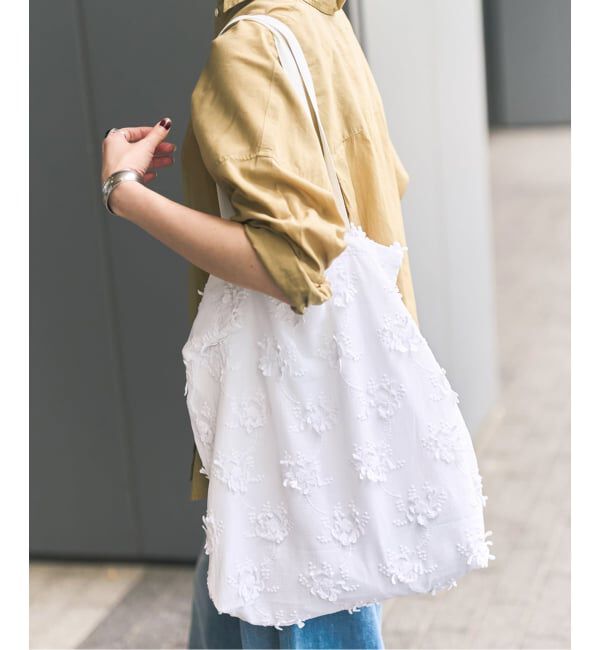 Spick and Span「《新色有り別注 / 追加》crinkle crinkle crinkle 3D embroidery TOTE*Re」|トートバッグ|ホワイト