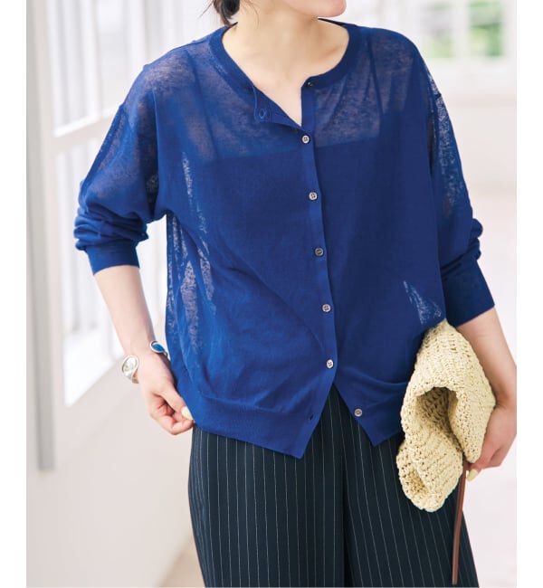 Spick and Span「コットンリネンカーディガン」|カーディガン|ブルー