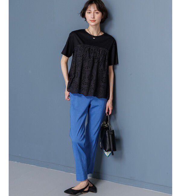 23区「カットワークエンブロイダリー スカラップヘム トップス」|Tシャツ・カットソー|