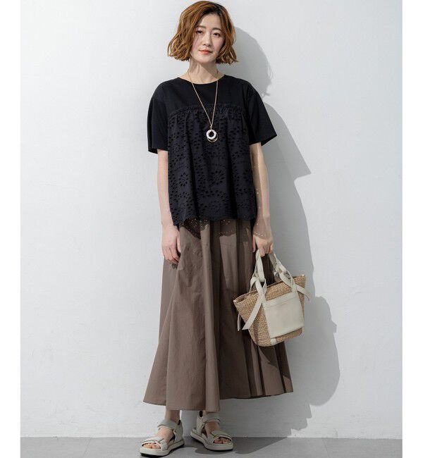 23区「カットワークエンブロイダリー スカラップヘム トップス」|Tシャツ・カットソー|