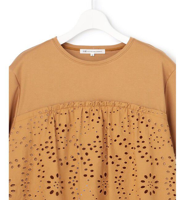 23区「カットワークエンブロイダリー スカラップヘム トップス」|Tシャツ・カットソー|