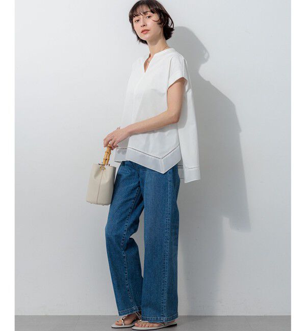 23区「ラダーレースジャージー ハンカチーフヘム カットソー」|Tシャツ・カットソー|