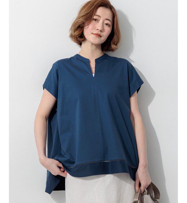 23区「ラダーレースジャージー ハンカチーフヘム カットソー」|Tシャツ・カットソー|ダルブルー系