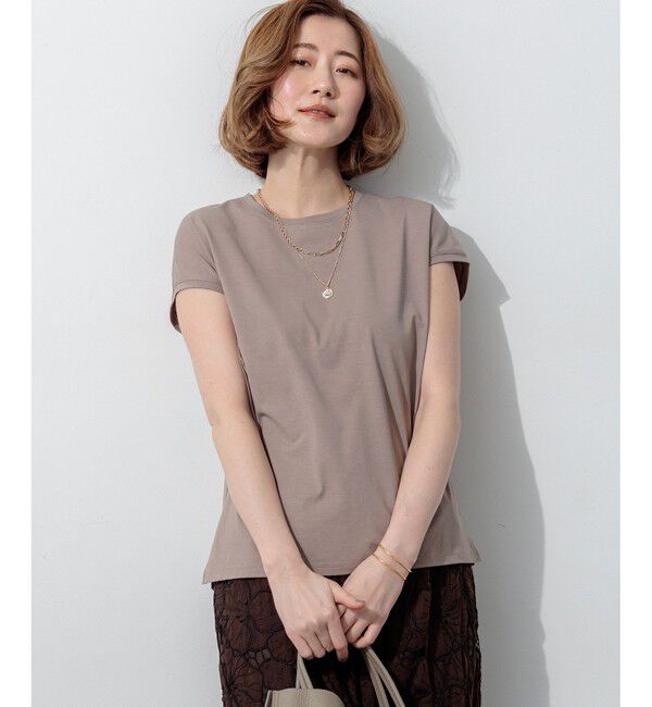 23区「ハイエンド フレンチスリーブ Tシャツ」|Tシャツ・カットソー|モカ系