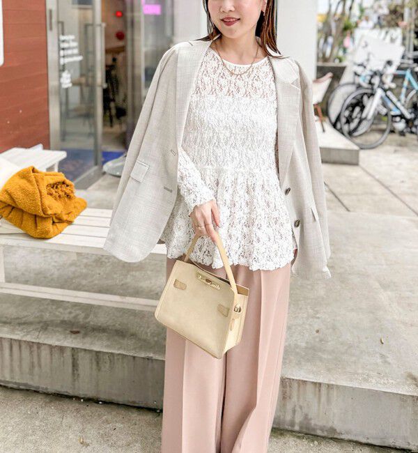 NOLLEY'S sophi「《セットアップ対応》ウォッシャブルストレッチレースペプラムプルオーバー」|シャツ・ブラウス|