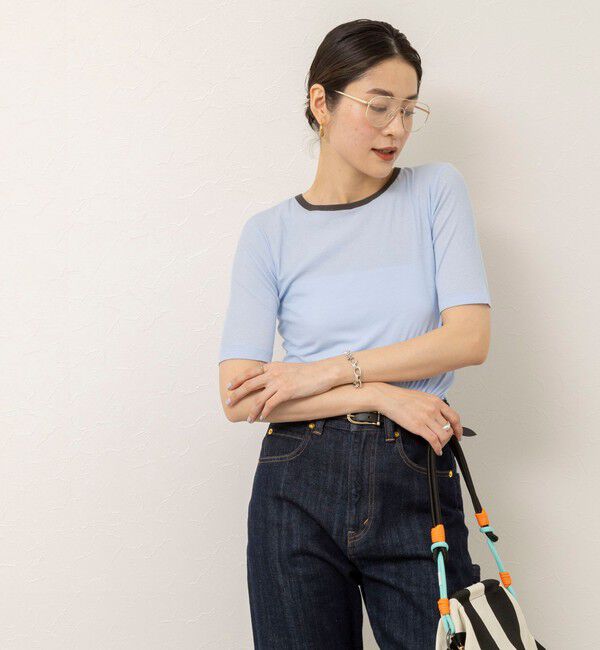 MAQWEL「【MAQWEL/マクウェル】ウォッシャブルバックリボン五分袖プルオーバー」|Tシャツ・カットソー|