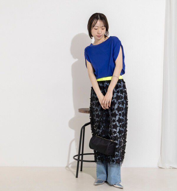 Rie Miller「変形フレンチスリーブボートネックカットソー」|Tシャツ・カットソー|