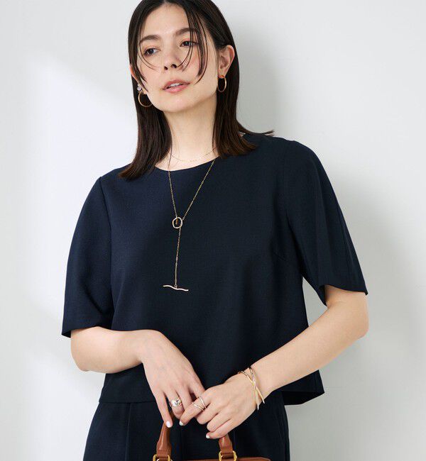 NOLLEY'S「《セットアップ対応》ウォッシャブル麻調5分袖ブラウス」|シャツ・ブラウス|