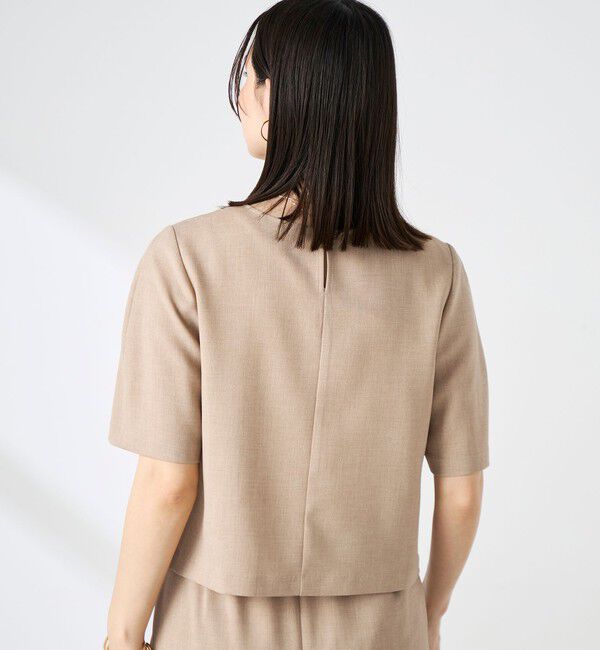 NOLLEY'S「《セットアップ対応》ウォッシャブル麻調5分袖ブラウス」|シャツ・ブラウス|