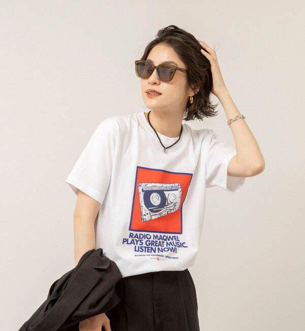 MAQWEL「【MAQWEL/マクウェル】ウォッシャブルRADIO Maqwel オープンエンドプリントTシャツ」|Tシャツ・カットソー|