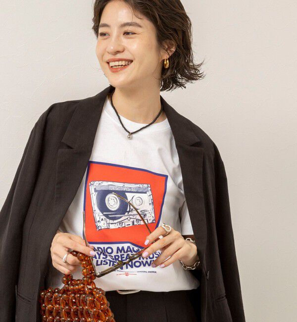 MAQWEL「【MAQWEL/マクウェル】ウォッシャブルRADIO Maqwel オープンエンドプリントTシャツ」|Tシャツ・カットソー|