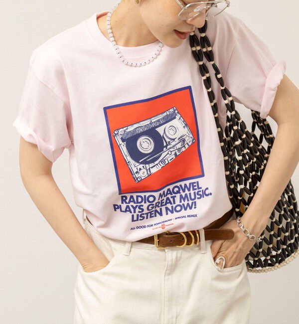MAQWEL「【MAQWEL/マクウェル】ウォッシャブルRADIO Maqwel オープンエンドプリントTシャツ」|Tシャツ・カットソー|