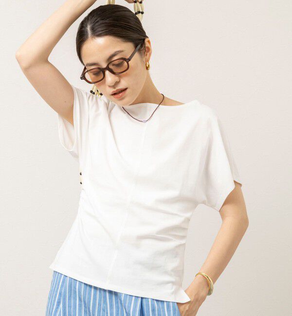 MAQWEL「【MAQWEL/マクウェル】ウォッシャブルタックドルマンＴ」|Tシャツ・カットソー|オフホワイト