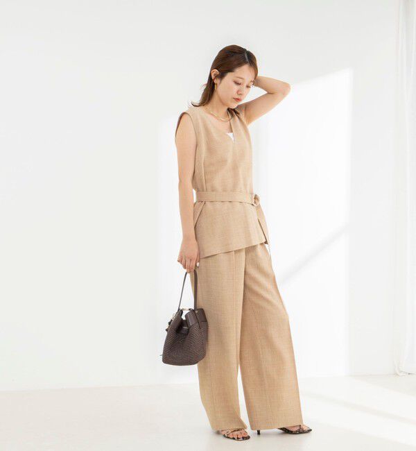NOLLEY'S「《セットアップ対応》【BECシリーズ】ウォッシャブルリネンライクベルテッドノースリーブブラウス」|ベスト・ジレ|