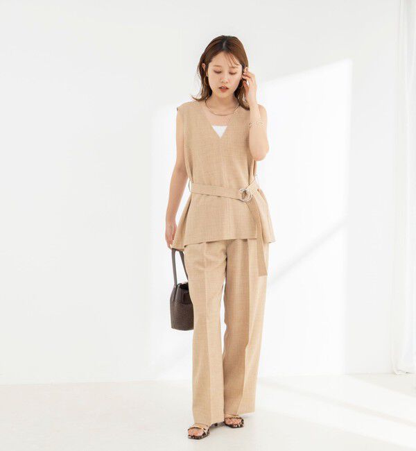 NOLLEY'S「《セットアップ対応》【BECシリーズ】ウォッシャブルリネンライクベルテッドノースリーブブラウス」|ベスト・ジレ|