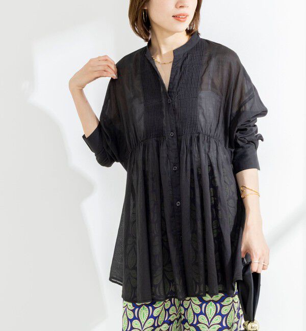 NOLLEY'S「【WEB＆一部店舗限定】【BECシリーズ】綿ボイルピンタックオーバーシャツ」|シャツ・ブラウス|ブラック