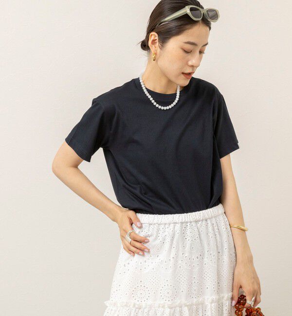 MAQWEL「【MAQWEL/マクウェル】ウォッシャブルコンパクトコーマＴシャツ」|Tシャツ・カットソー|ネイビー
