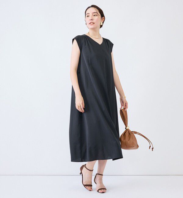 NOLLEY'S「《UVカット》ウォッシャブルVネックギャザーワンピース」|ワンピース|