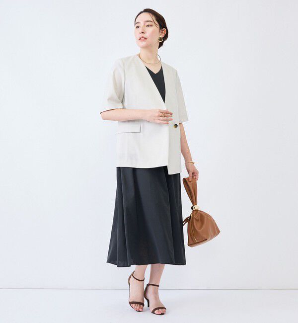 NOLLEY'S「《UVカット》ウォッシャブルVネックギャザーワンピース」|ワンピース|