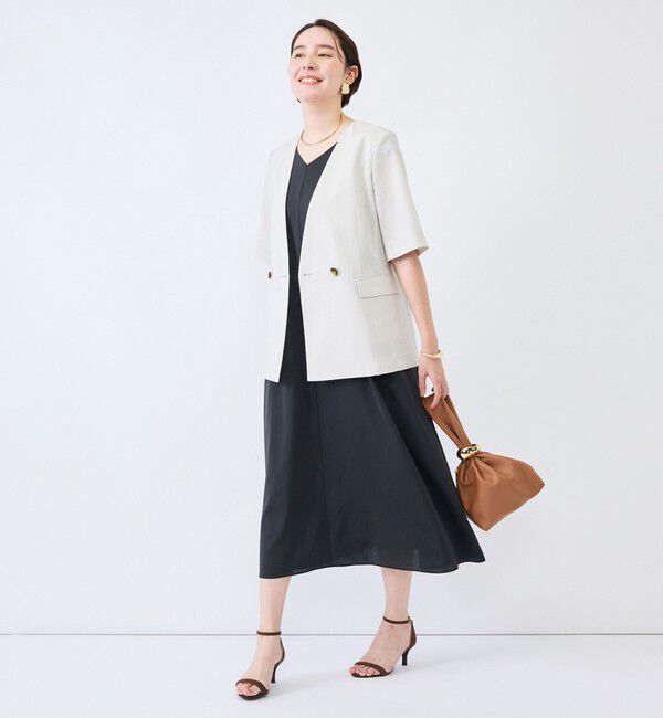 NOLLEY'S「《UVカット》ウォッシャブルVネックギャザーワンピース」|ワンピース|