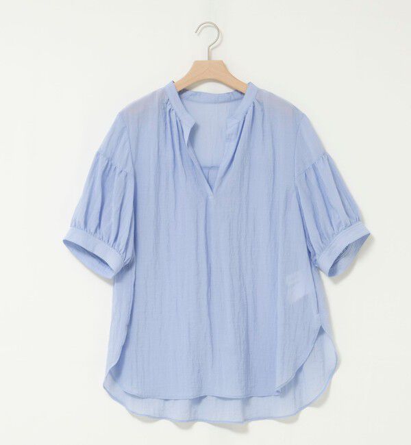 NOLLEY'S「《接触冷感》【BECシリーズ】ウォッシャブル半袖オーバーギャザーブラウス」|シャツ・ブラウス|