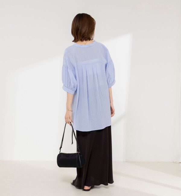 NOLLEY'S「《接触冷感》【BECシリーズ】ウォッシャブル半袖オーバーギャザーブラウス」|シャツ・ブラウス|