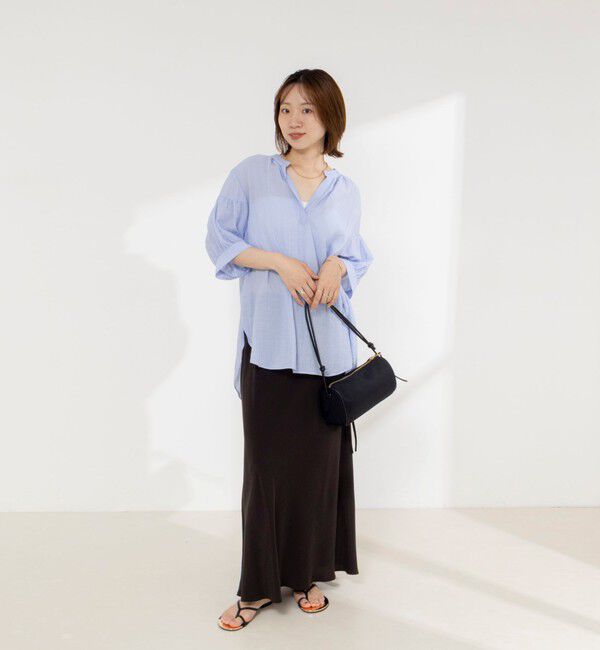 NOLLEY'S「《接触冷感》【BECシリーズ】ウォッシャブル半袖オーバーギャザーブラウス」|シャツ・ブラウス|