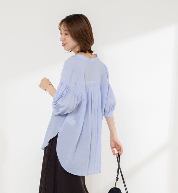 NOLLEY'S「《接触冷感》【BECシリーズ】ウォッシャブル半袖オーバーギャザーブラウス」|シャツ・ブラウス|