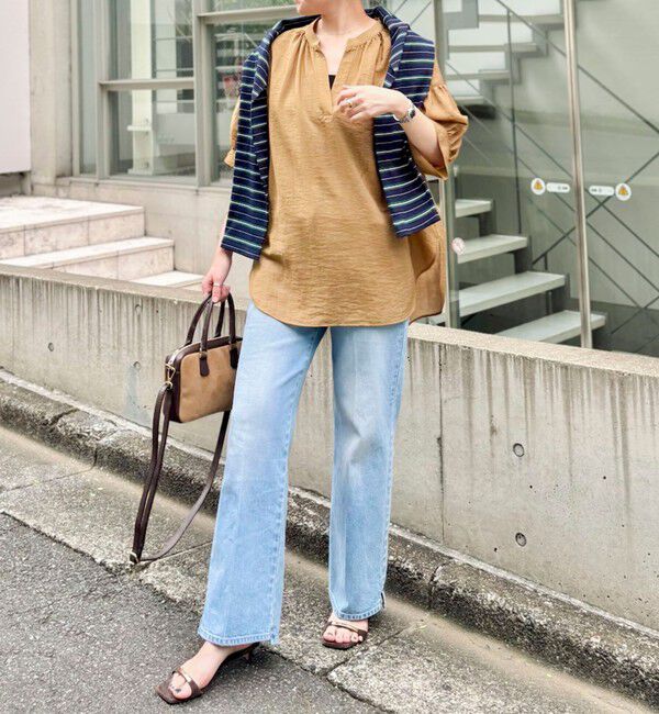 NOLLEY'S「《接触冷感》【BECシリーズ】ウォッシャブル半袖オーバーギャザーブラウス」|シャツ・ブラウス|