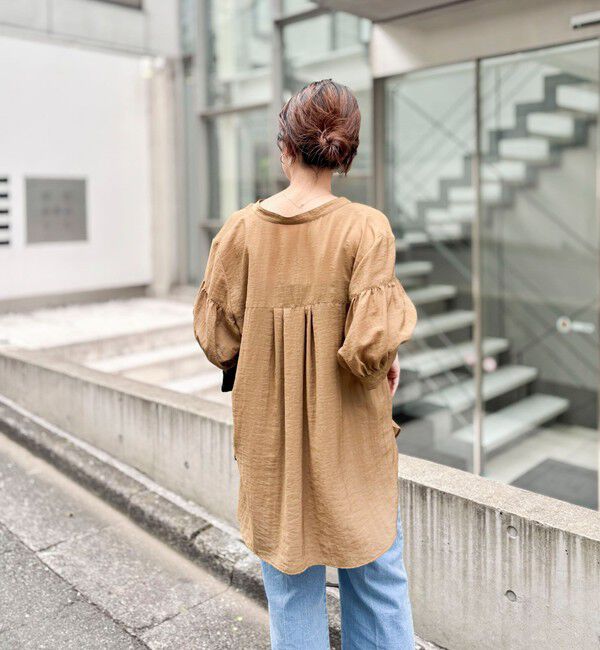 NOLLEY'S「《接触冷感》【BECシリーズ】ウォッシャブル半袖オーバーギャザーブラウス」|シャツ・ブラウス|