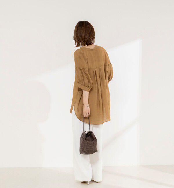 NOLLEY'S「《接触冷感》【BECシリーズ】ウォッシャブル半袖オーバーギャザーブラウス」|シャツ・ブラウス|