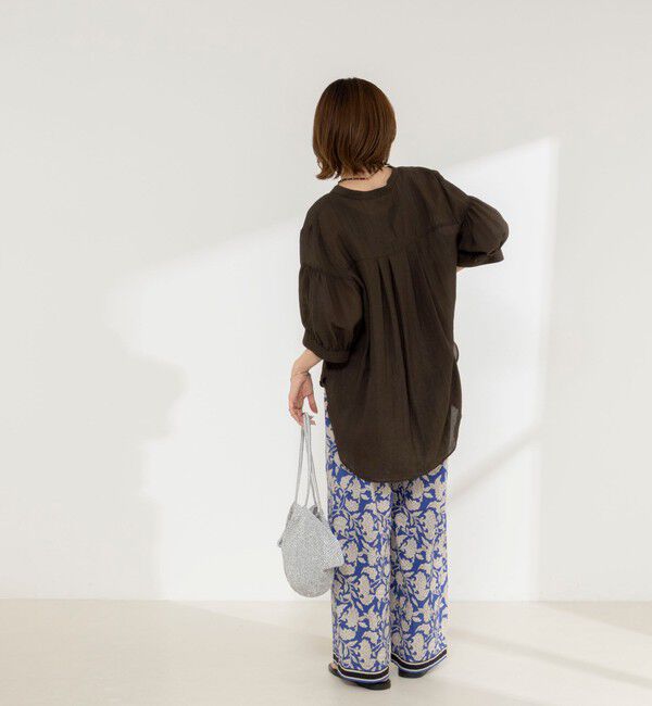 NOLLEY'S「《接触冷感》【BECシリーズ】ウォッシャブル半袖オーバーギャザーブラウス」|シャツ・ブラウス|