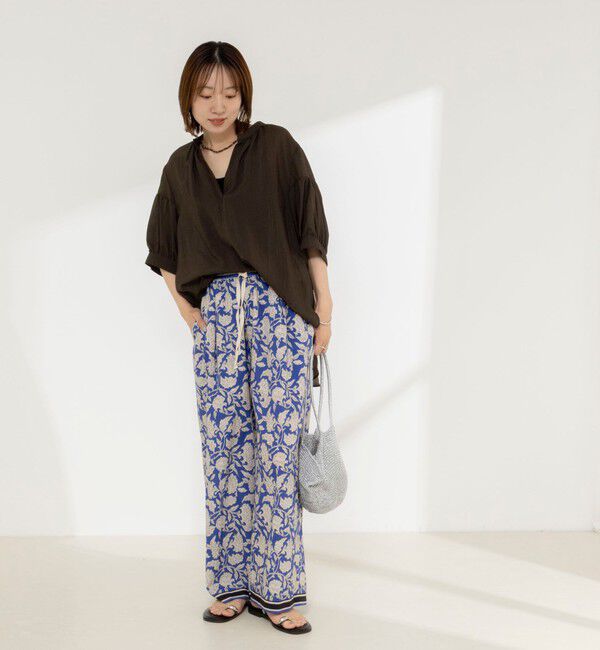 NOLLEY'S「《接触冷感》【BECシリーズ】ウォッシャブル半袖オーバーギャザーブラウス」|シャツ・ブラウス|