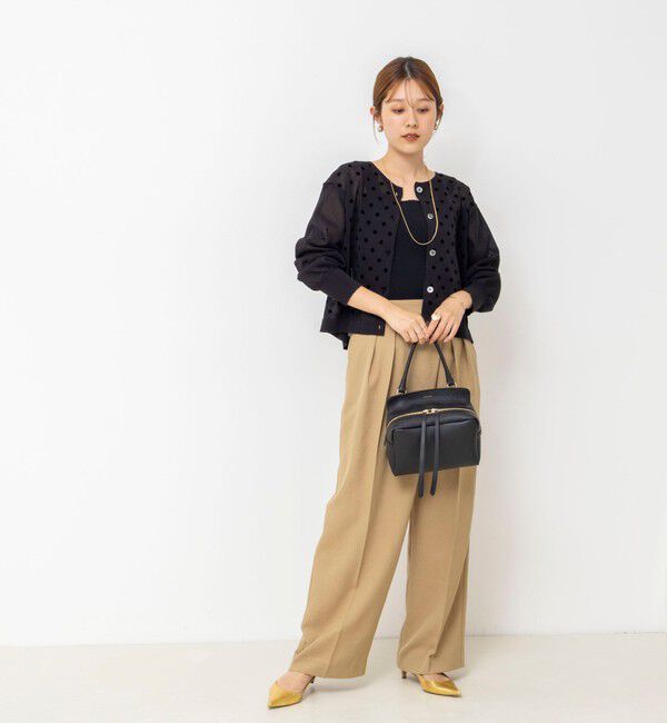 NOLLEY'S「《手洗い可能》フロッキードットプリントクルーネックカーディガン」|カーディガン|