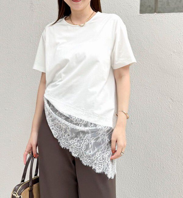NOLLEY'S sophi「【BECシリーズ】ウォッシャブル裾レースイレヘムＴシャツ」|Tシャツ・カットソー|オフホワイト