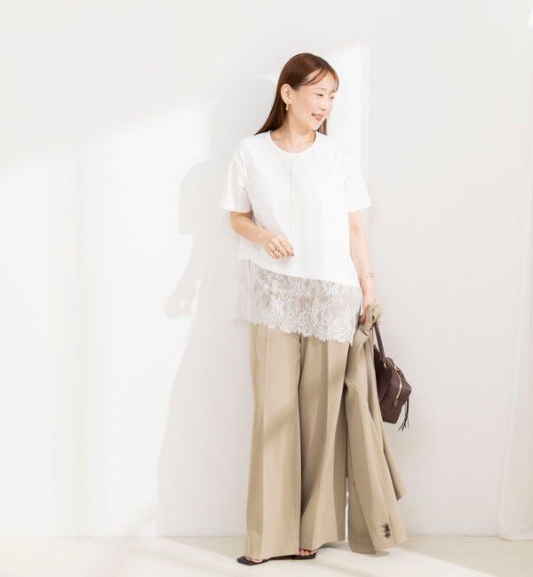 NOLLEY'S sophi「【BECシリーズ】ウォッシャブル裾レースイレヘムＴシャツ」|Tシャツ・カットソー|
