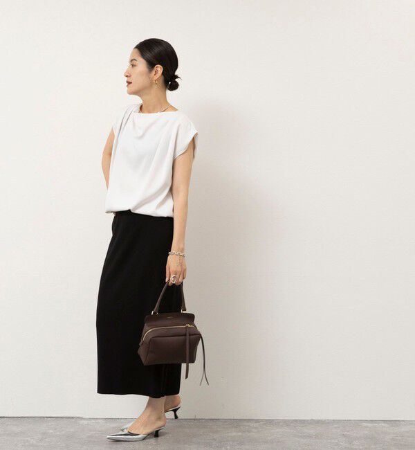 NOLLEY'S sophi「【BECシリーズ】《セットアップ対応》ウォッシャブルピーチサテンフレンチブラウス」|シャツ・ブラウス|