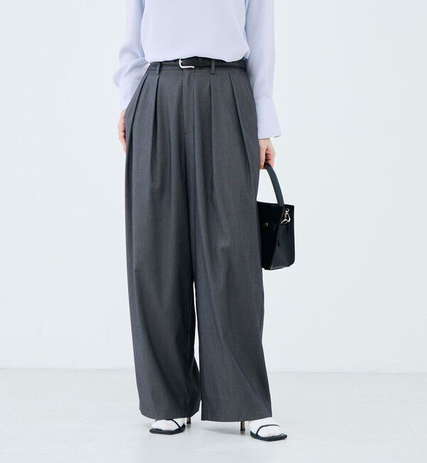 NOLLEY'S sophi「《セットアップ対応》ウォッシャブルバイオツイルタックワイドパンツ」|その他|
